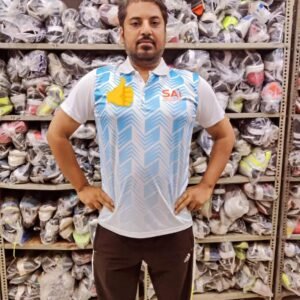 SAI White Sky Blue Sports Polo Jersey