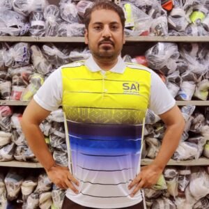 SAI Neon Yellow Blue Sports Polo Jersey
